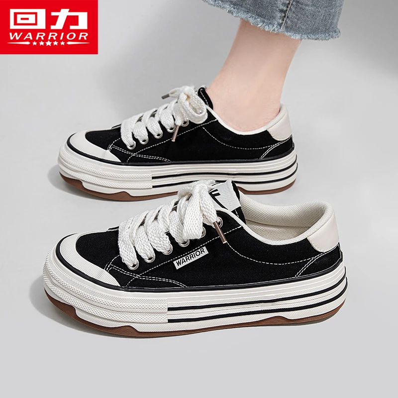 回力女鞋帆布鞋2024夏季百搭低帮厚底运动小众ins学生休闲鞋子女