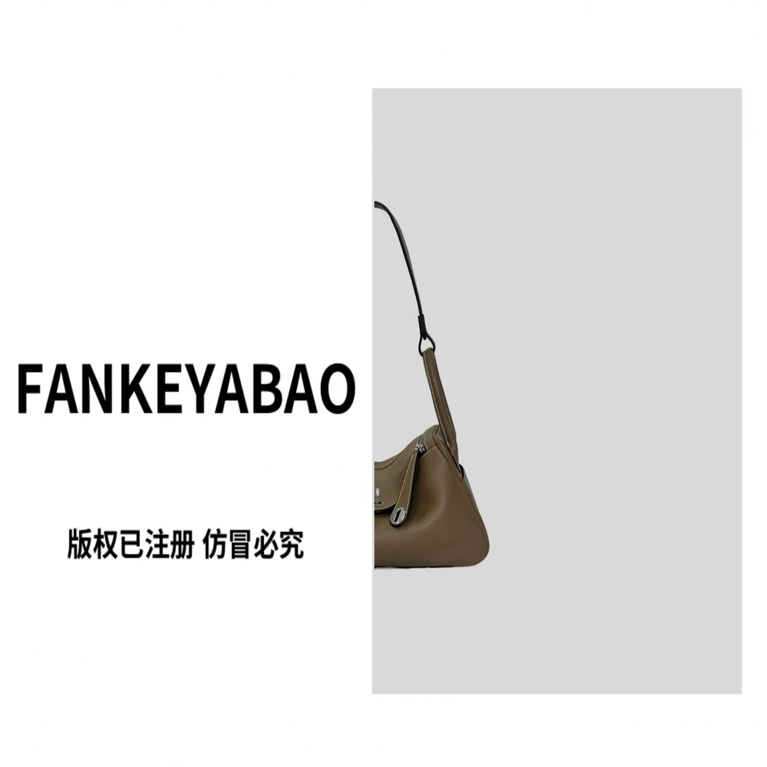 FANKEYABAO/秋冬新款大象灰牛皮高级感荔枝纹医生包单肩斜挎包