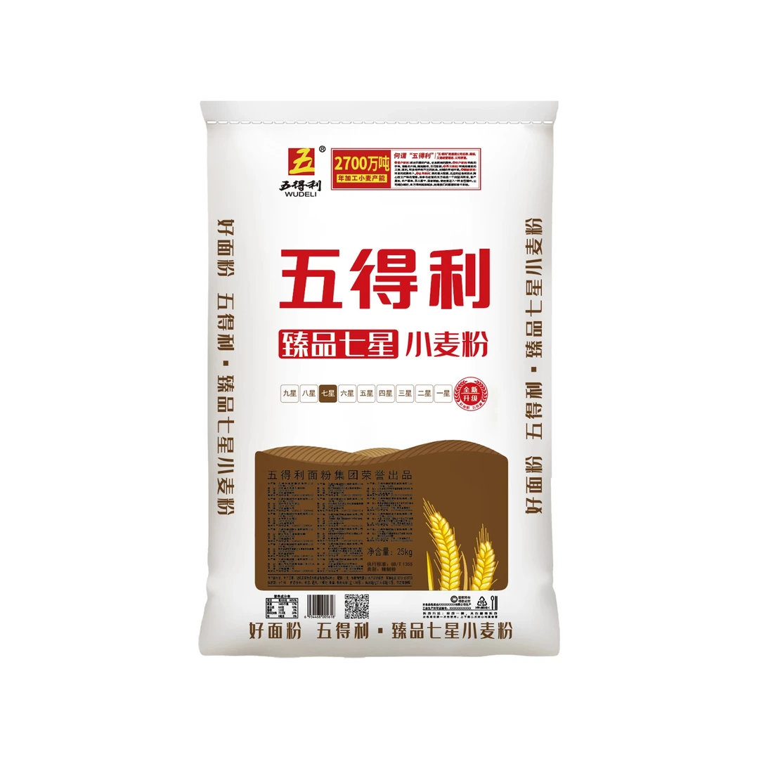 五得利臻品七星面粉25kg*1袋 馒头包子面条家用商用50斤粉质细腻