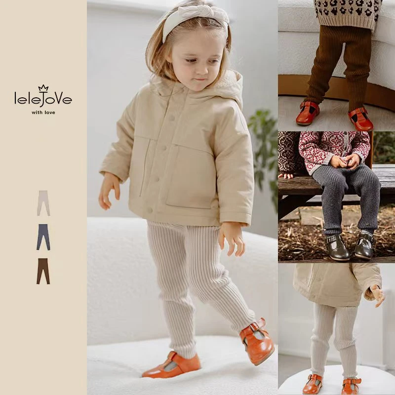 LELEJOVE北欧风儿童进口美丽奴绵羊毛打底裤针织长裤保暖3AT52332