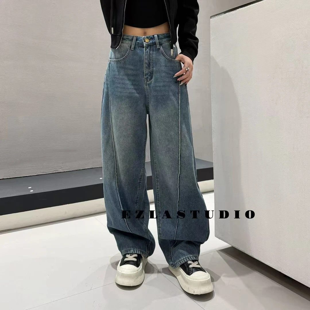 EZLA恩佐拉/ 9999-2【立体经线】秋冬加绒复古洗水’弯刀裤