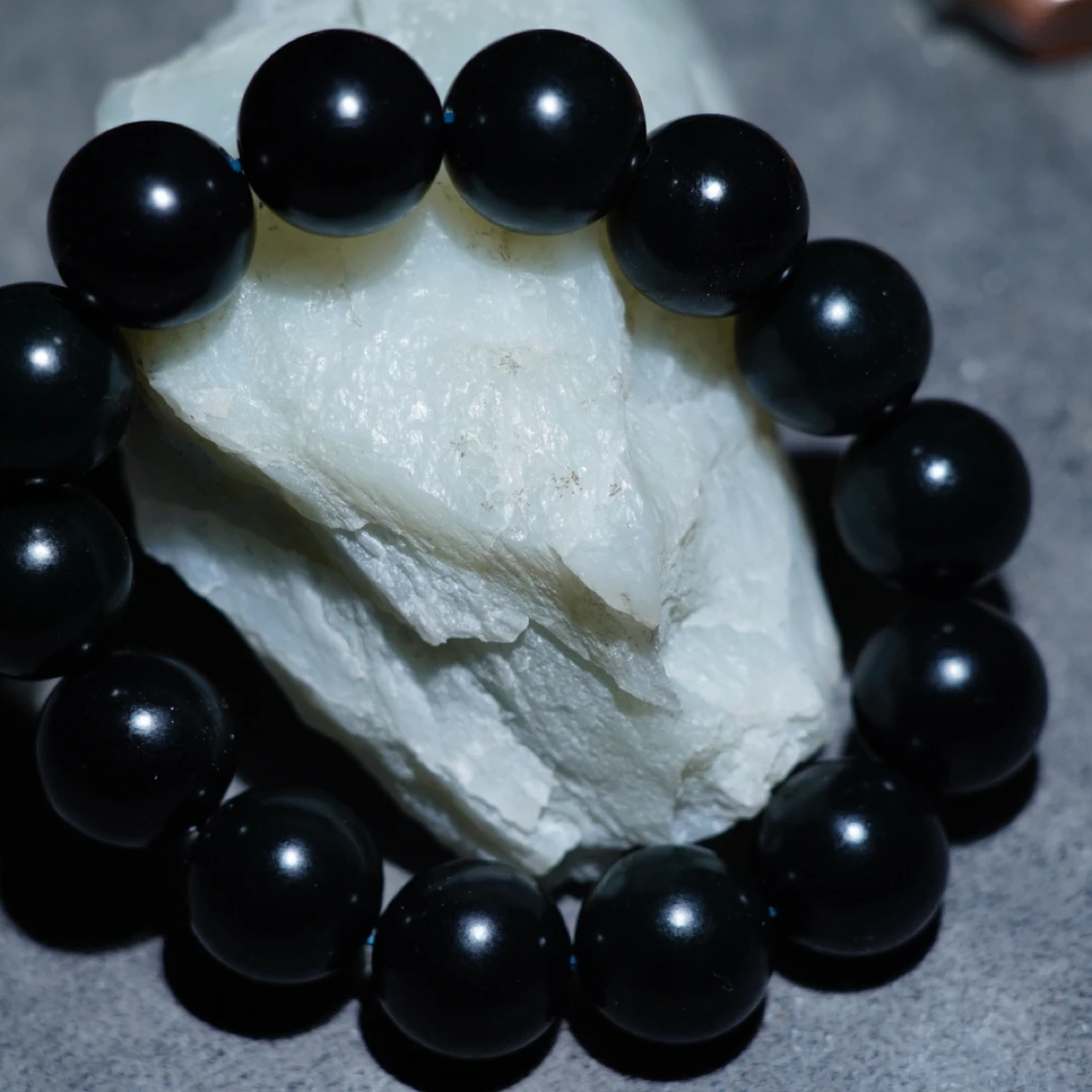 新疆和田玉塔县塔青玉镶嵌手串手串个性黑色时尚