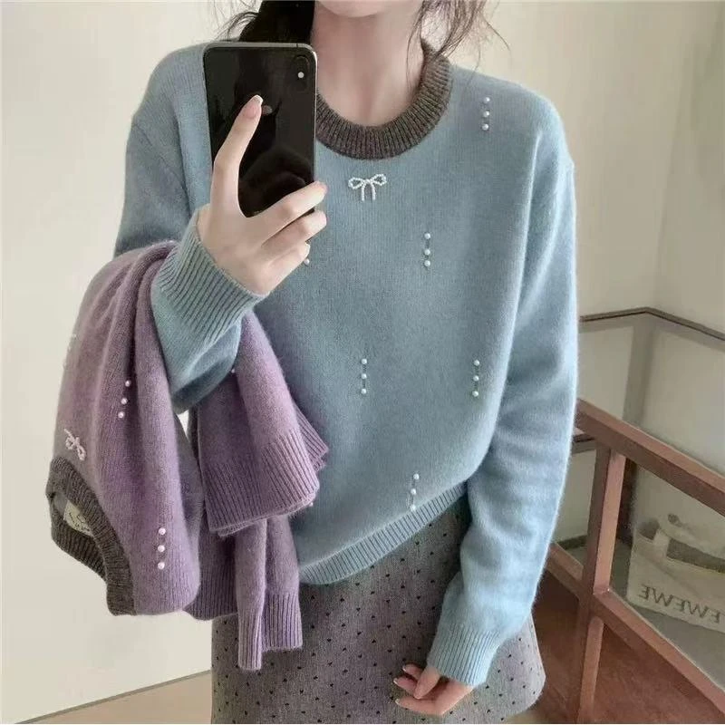 秋冬女士加厚设计感毛衣女款2024新款冬季爆款外穿针织打底衫洋气