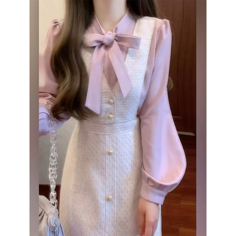 仙女裙超仙高级感2025春款女装温柔风高个子收腰长裙少女感蝴蝶结
