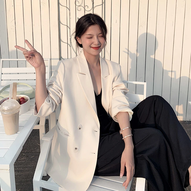 高个子西装外套女装直播175女生170白色西服加长高级感气质感穿搭