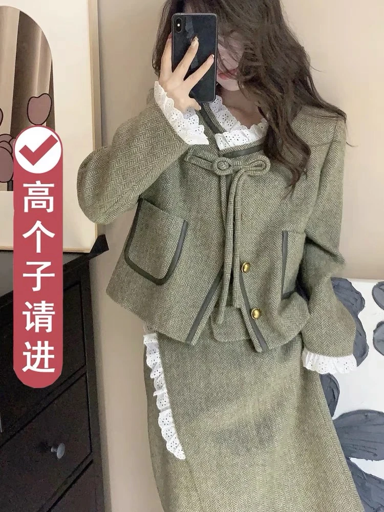 然然高个子复古小香风外套女春季套装裙子2025年新款半身裙两件套