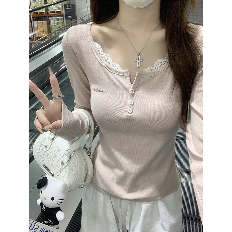 175高个子女装休闲外穿上衣韩系穿搭长袖正肩T恤秋款女装修身打底