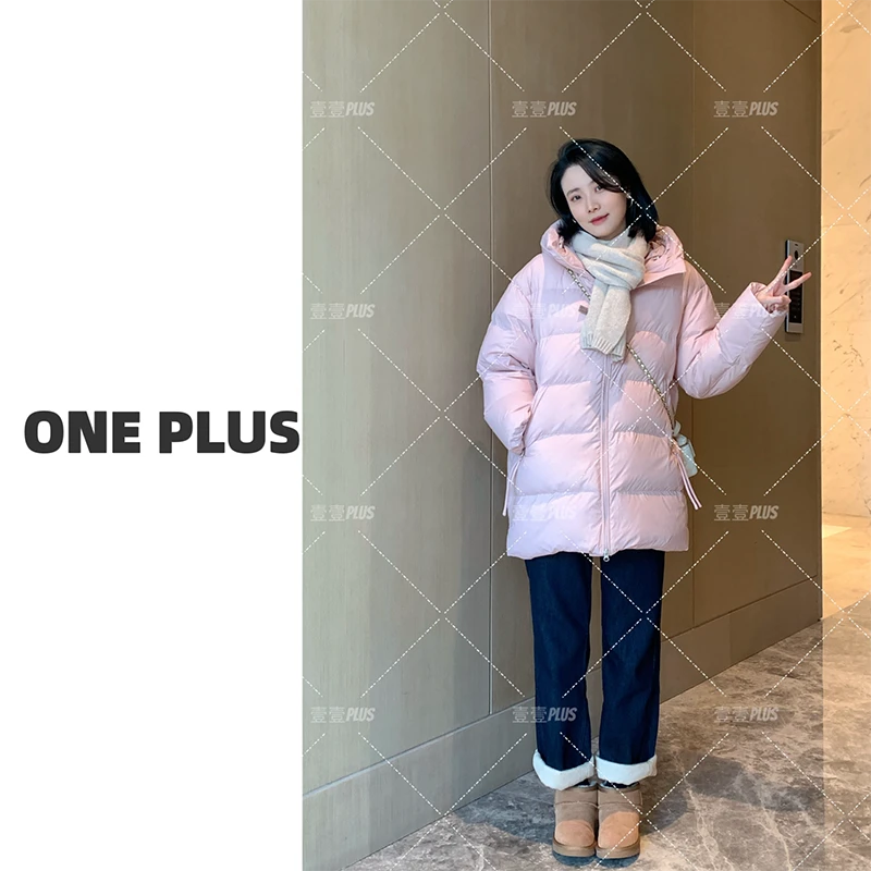 【新国标90白鸭绒】羽绒服女中长款新保暖外套连帽加厚过冬韩版