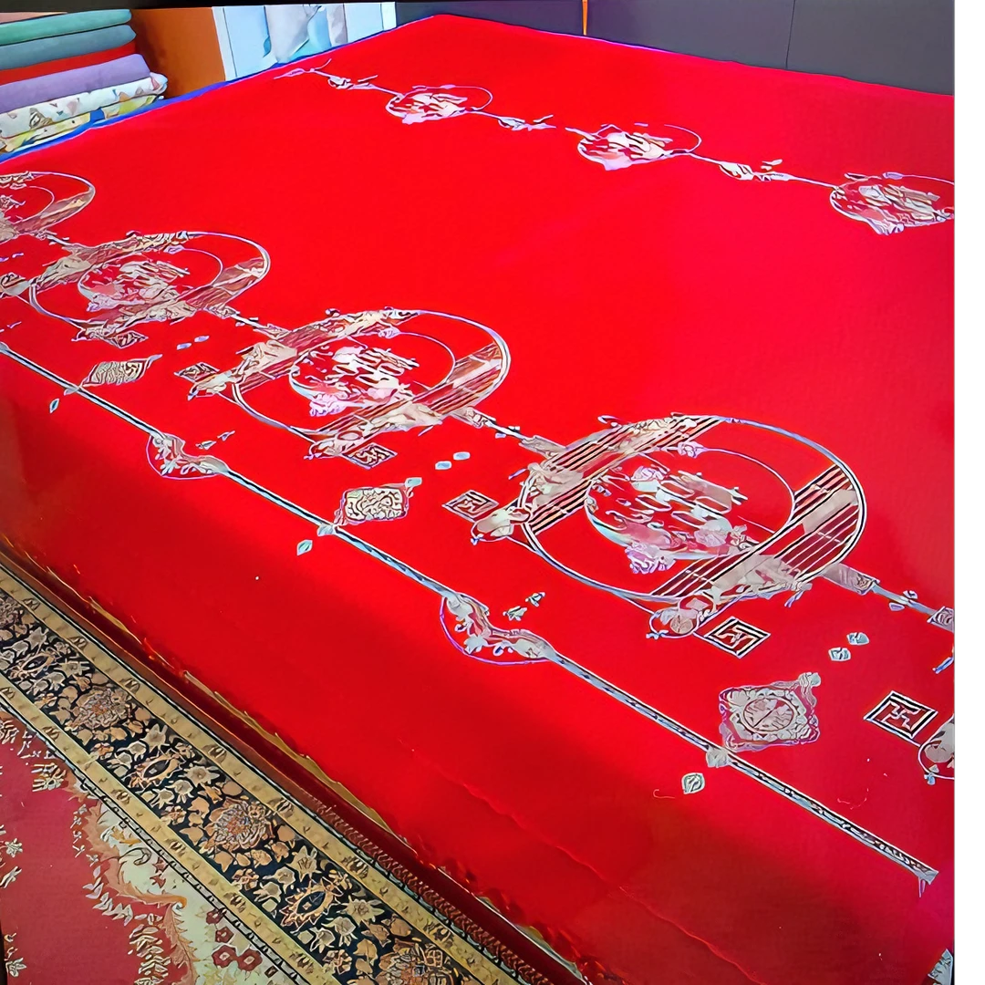 【四季高端款】婚庆款榻榻米床盖/炕盖喜庆大红色中式床盖四季通用