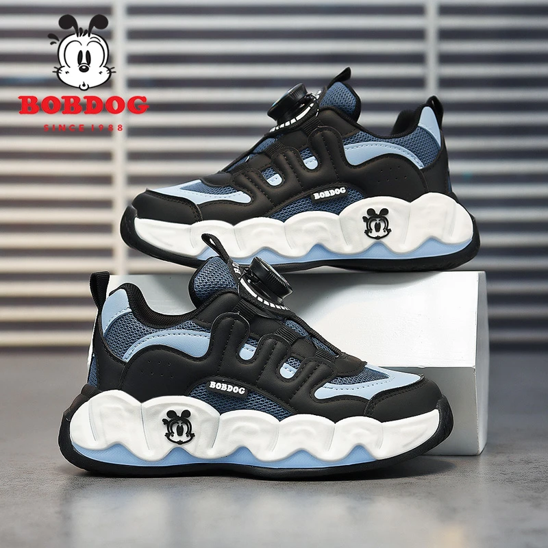 巴布豆春季新款童鞋旋转纽扣男童学校户外休闲跑步鞋百搭时尚潮