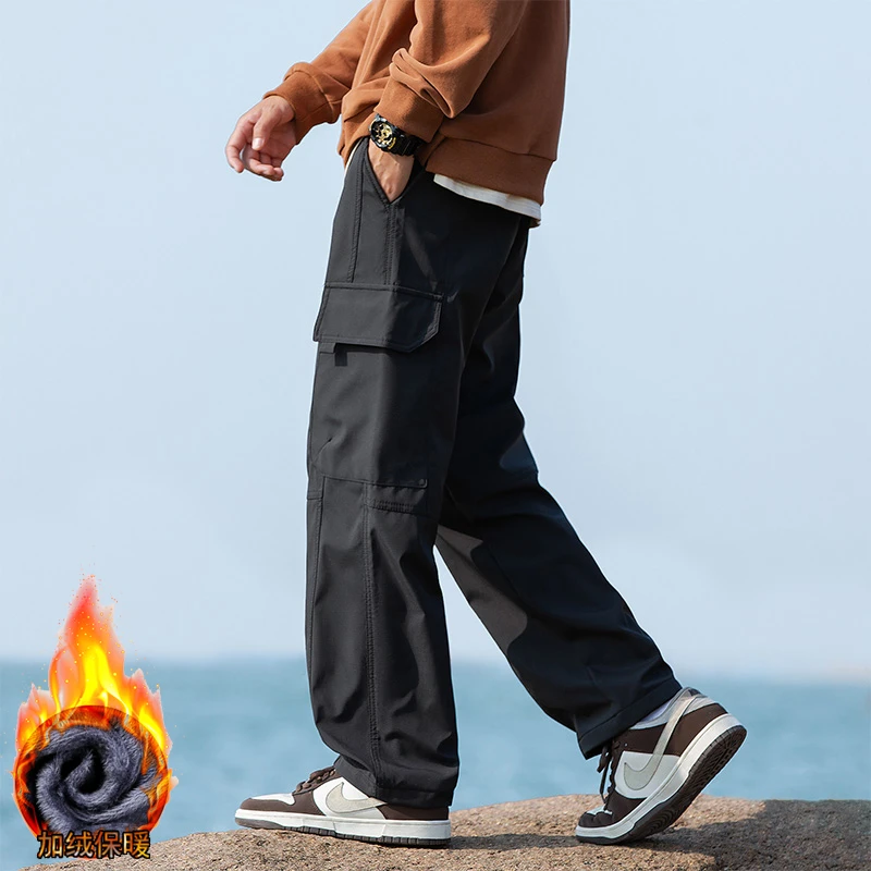 防水防风户外潮牌休闲男女同款秋冬加绒加厚新款宽松冲锋裤工装裤