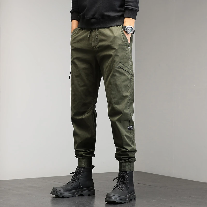 2024年春季新款男多功能束脚长裤工装裤休闲百搭简约斜插袋日系高