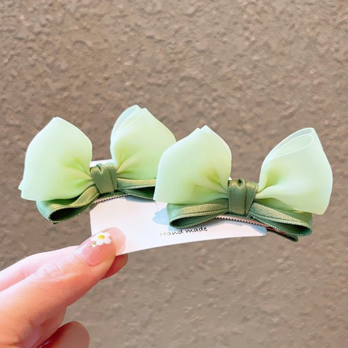 宝宝包布发饰可爱果冻纱立体蝴蝶结发夹儿童发卡女童头饰婴儿对夹