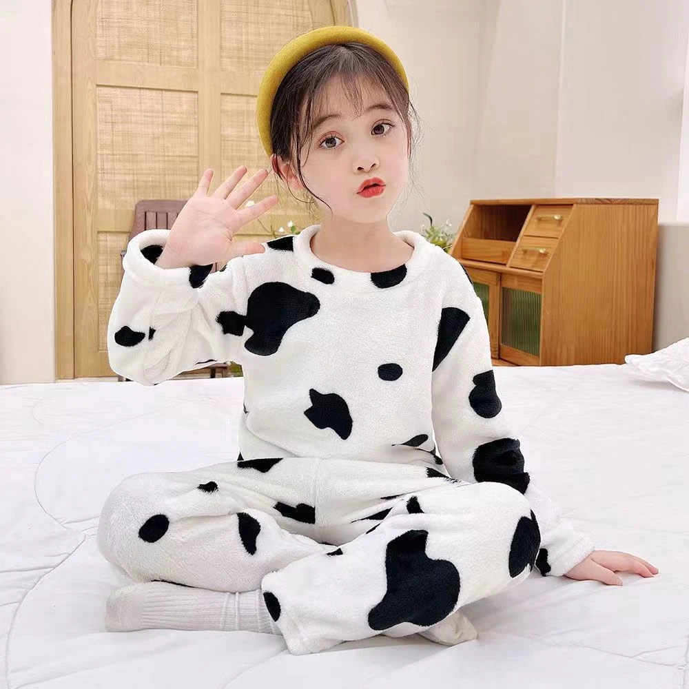 新款儿童家居服女童保暖内衣套女童法兰绒睡衣中大童居家神器童装