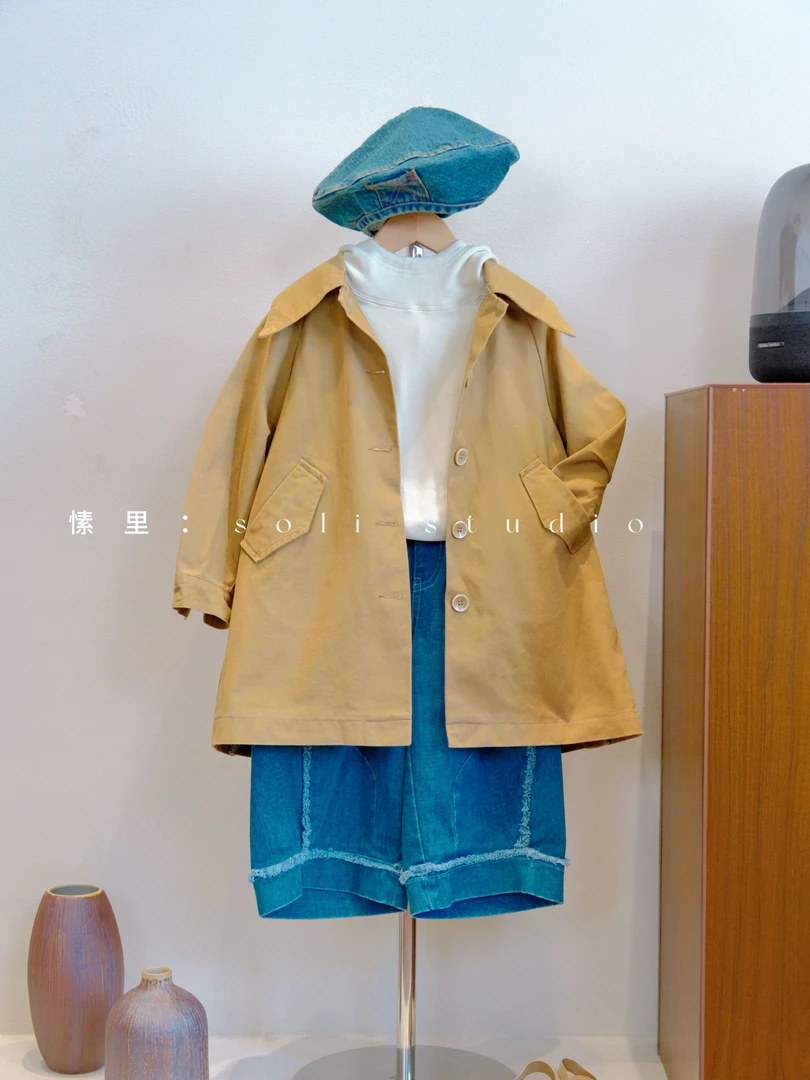 S 2410 -《榛果》儿童风衣外套 纯棉 简约长款设计感 高级 ~