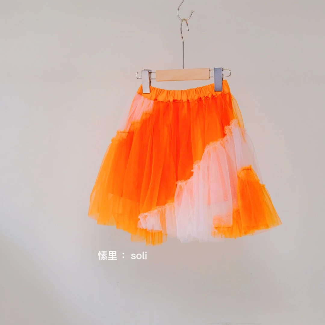 S 3107 -《好心情》女童拼色半裙网纱裙春秋 拼接 蓬蓬纱儿童文艺～