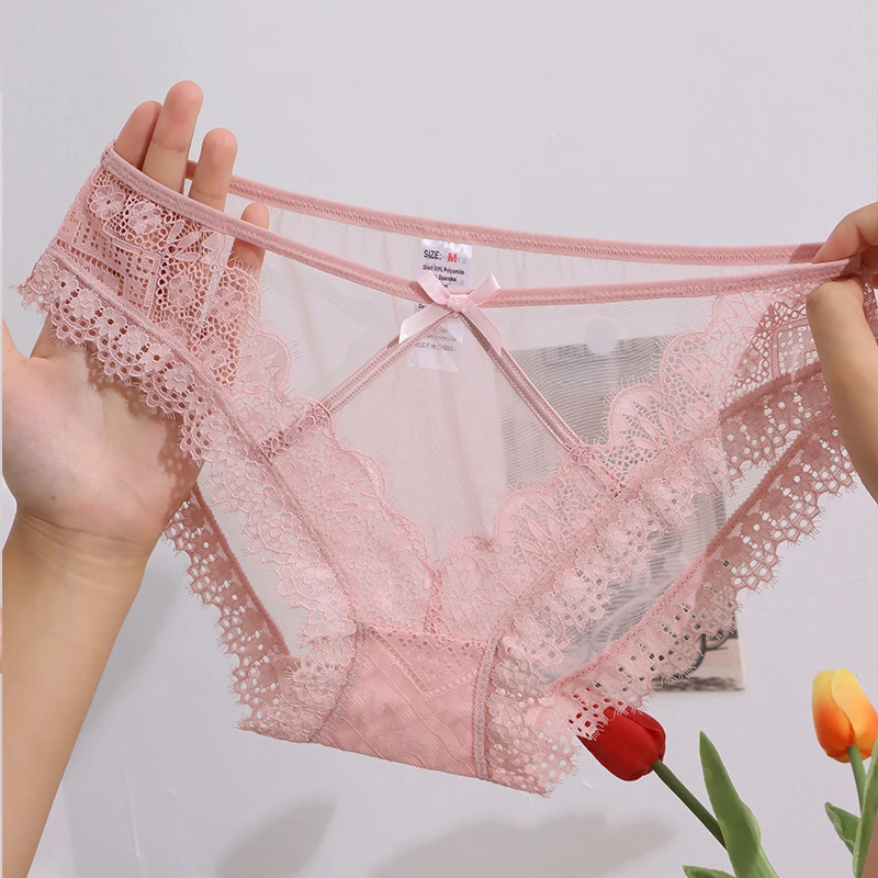 时尚内裤女薄款夏透明低腰蕾丝性感舒适诱惑透气三角少女大码镂空