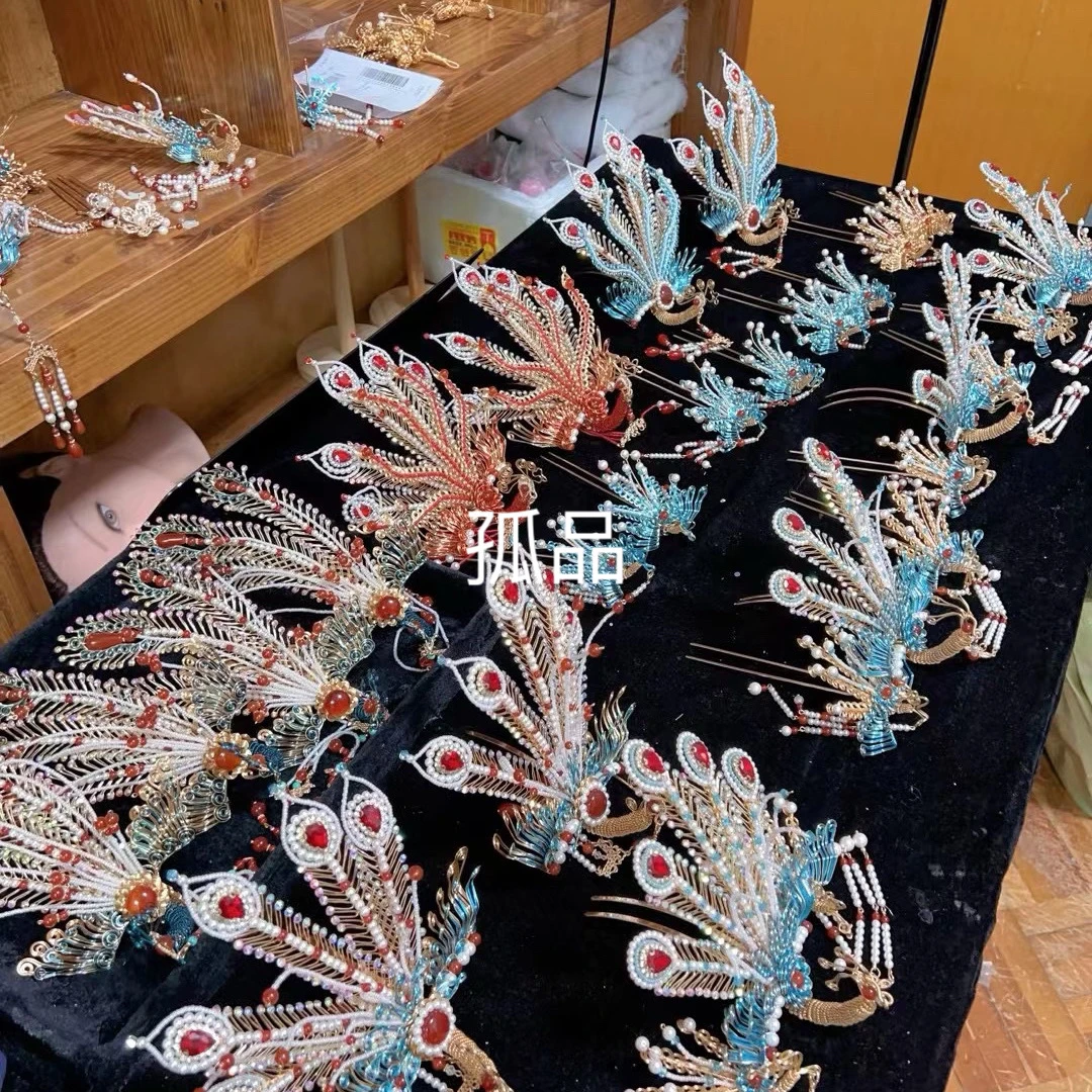 团紫掐丝工艺孤品新娘古风汉服头饰配饰