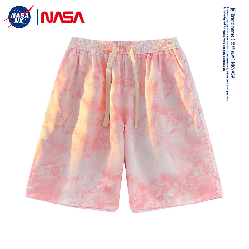 NASA联名沙滩短裤男夏季薄款速干潮牌印花大裤衩宽松休闲五分裤子