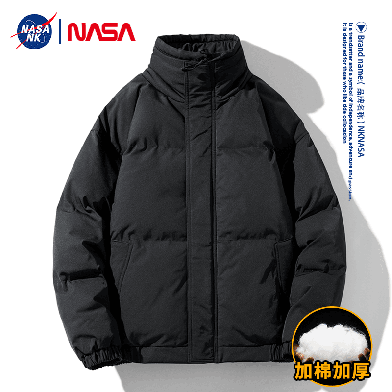 NASA联名2023冬新款男秋冬加厚保暖情侣面包服青少年宽松潮牌棉服
