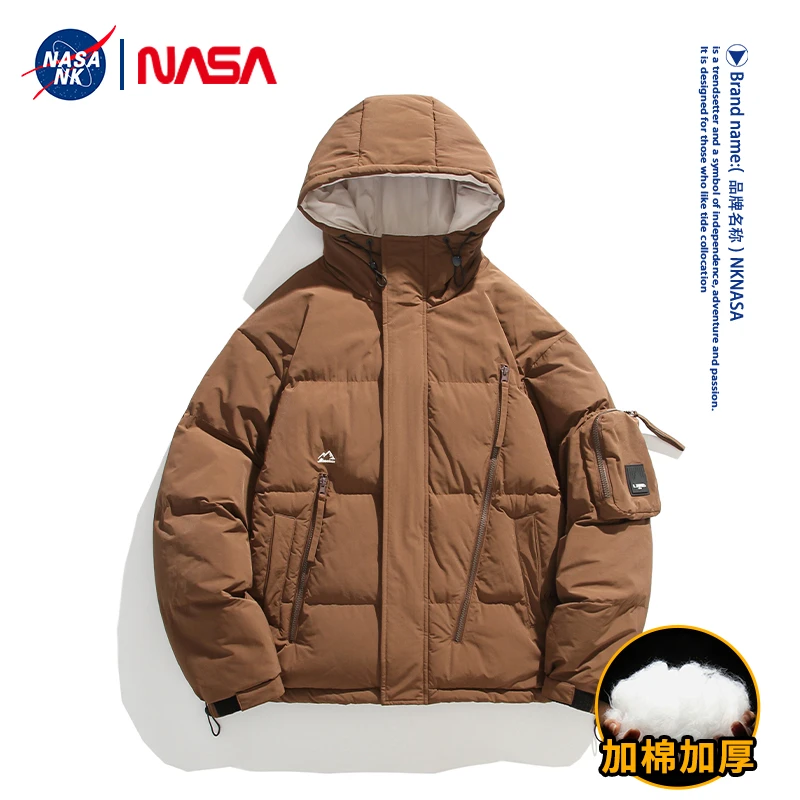 NASA联名反季运动保暖棉衣男士冬季连帽个性潮流棉袄百搭宽松棉服