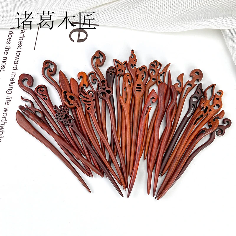 诸葛木匠红木民族风复古木发簪中国风简约汉服旗袍马面裙古风簪子