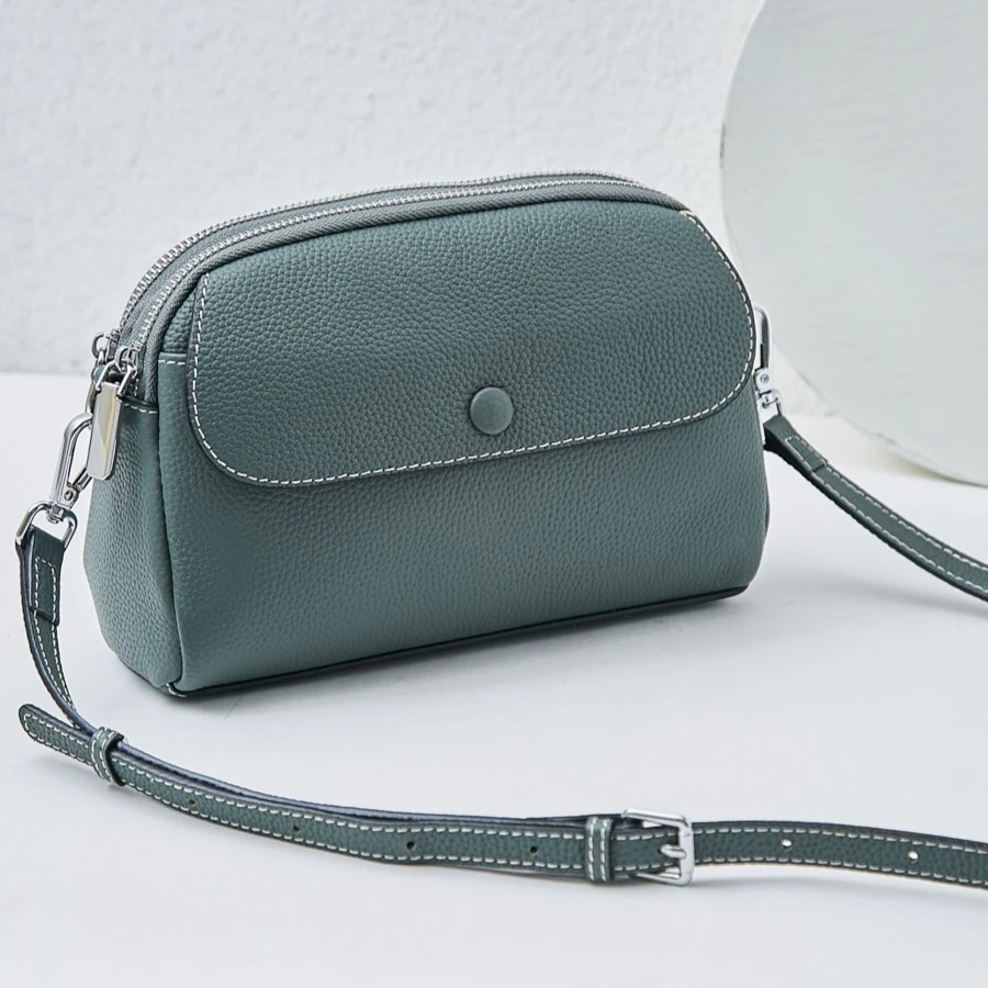 真皮小挎包手机包头层牛皮斜挎包小包包女软皮百搭包钥匙包方包