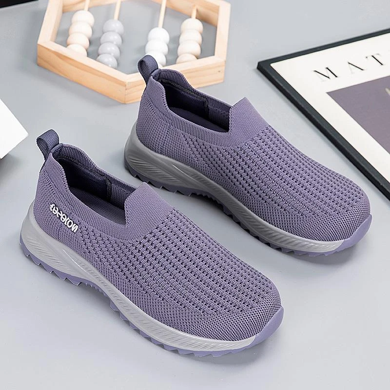 足力健运动舒适老人鞋女夏季妈妈鞋透气网鞋大码加肥一脚蹬中老年