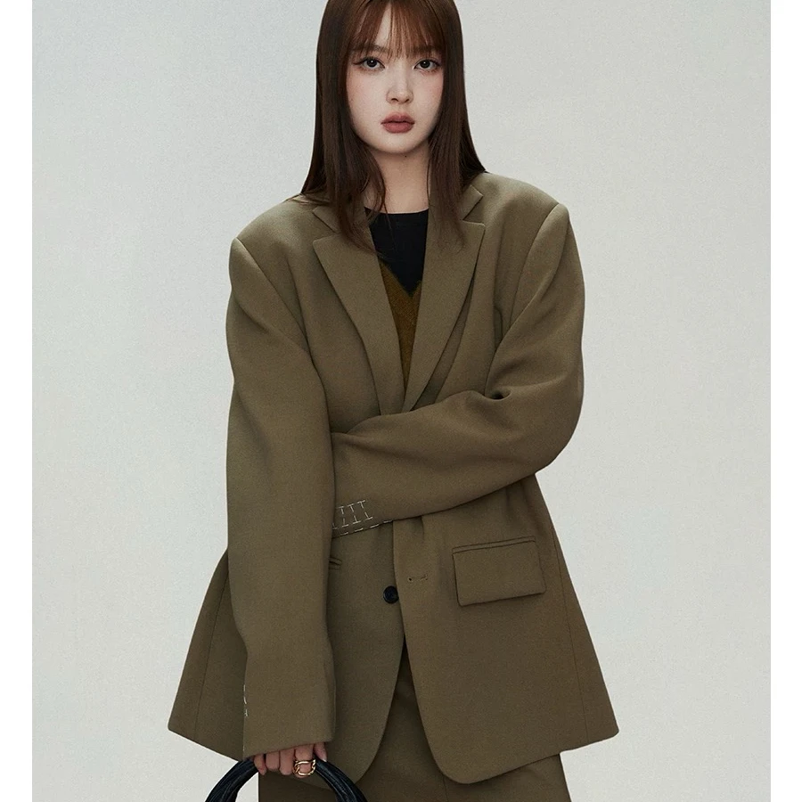 100-120(默认无吊牌)雅丹风西服气质网红短款时尚休闲宽松西装