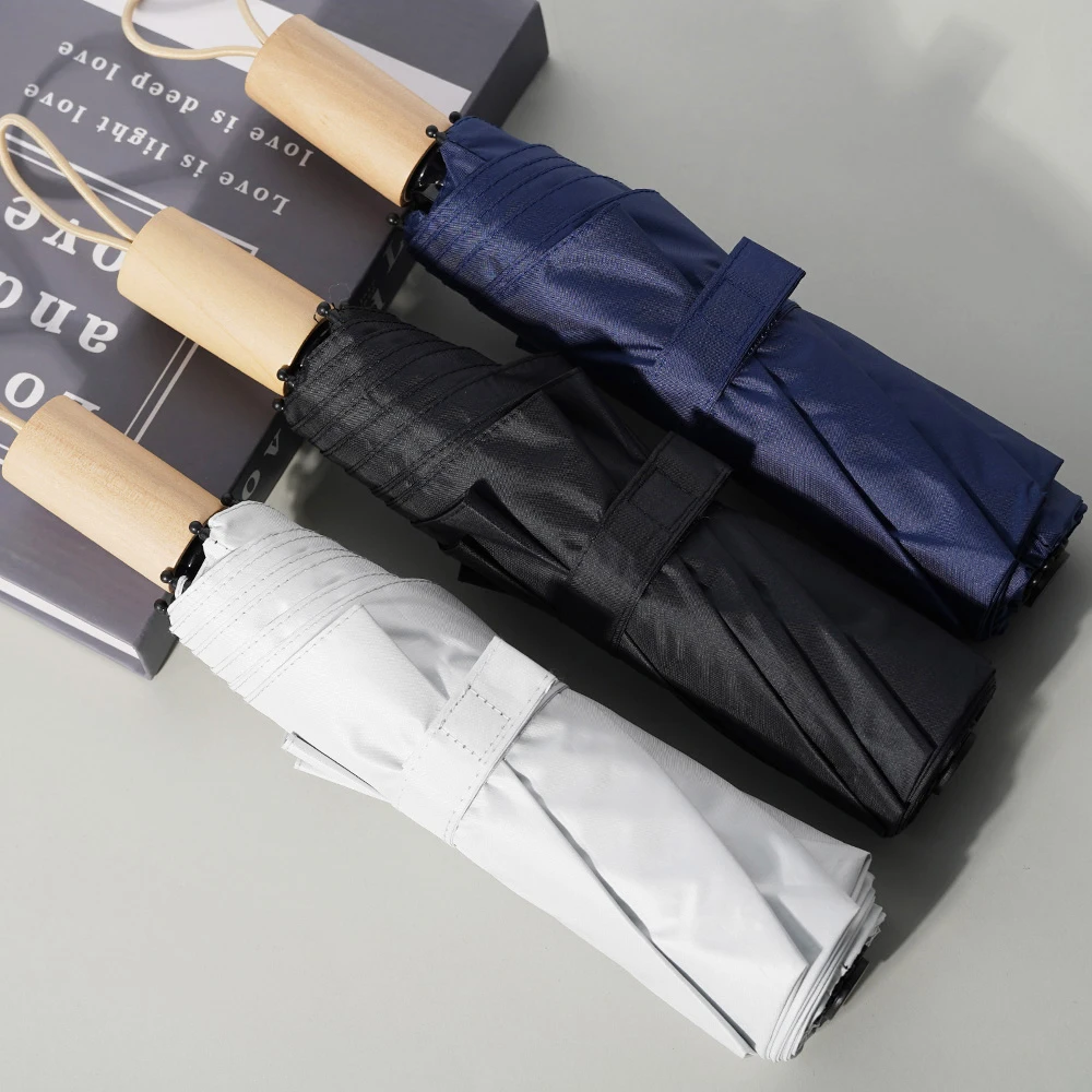 简约纯色三折八开双龙骨自动/手动晴雨两用防紫外线伞可爱小清新