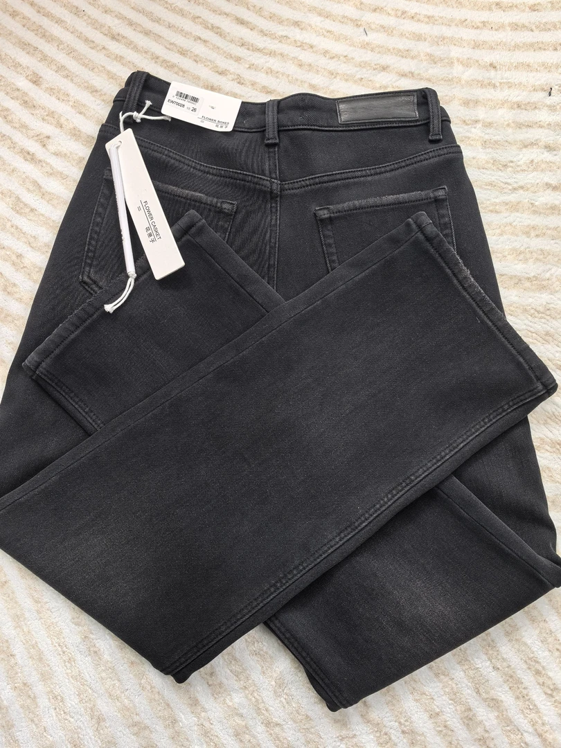 SU【028】花70愫玥MWMA加厚绒冬款百搭裤王黑标直筒四面弹牛仔裤~