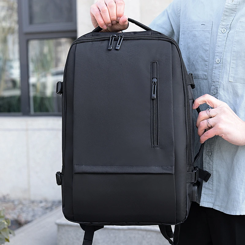 男士商务双肩背包潮流简约背包时尚通勤运动双肩包户外黑色防泼水