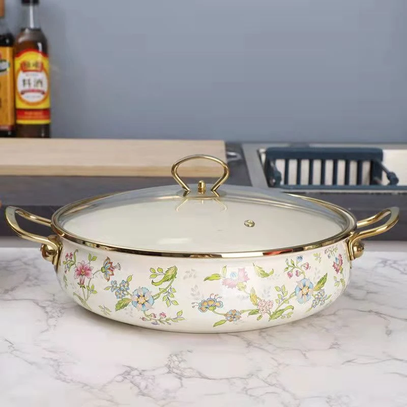 加厚珐琅搪瓷锅多功能焖烧锅家用火锅煲汤锅炖煮锅燃气电磁炉通用