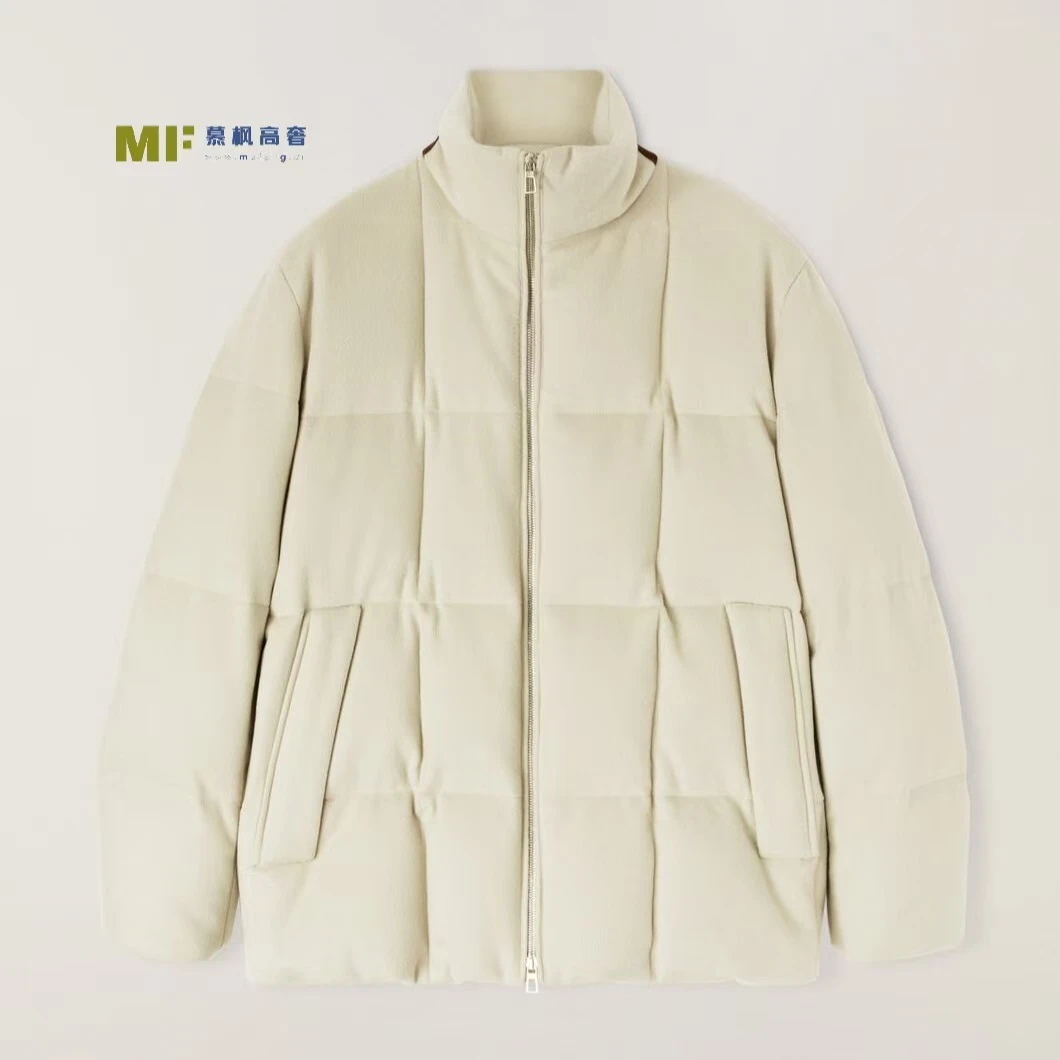 L*P高奢绵羊毛混纺白鹅绒男士秋冬时尚立领米白色羽绒服外套2299