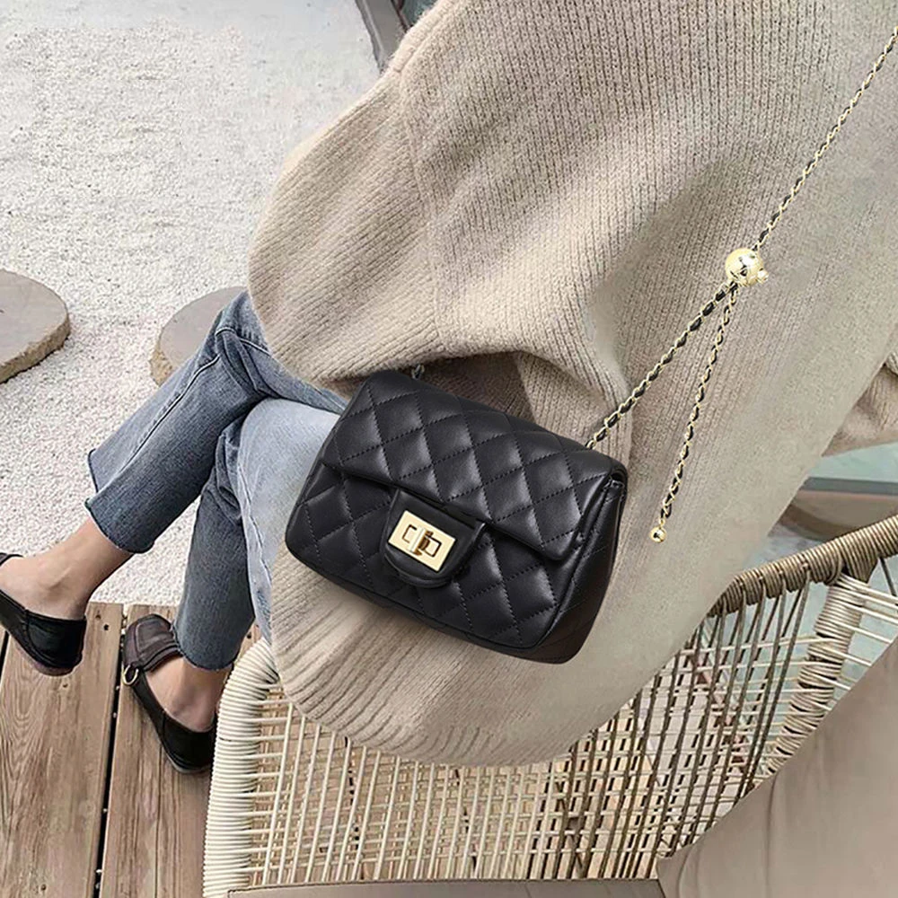 手机包包女2023夏新款小香风菱格包休闲百搭链条包单肩包斜挎小包