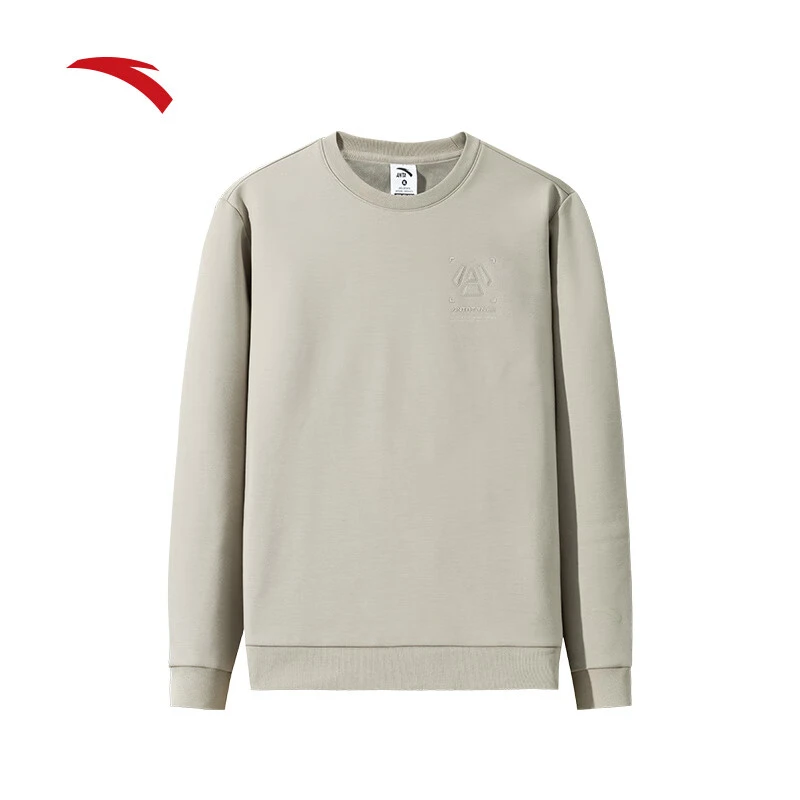 安踏加绒卫衣冬季新款圆领纯色套头衫长袖针织保暖上衣152447727N