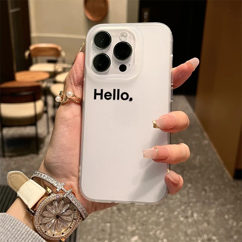 SMBLCE简约hello磨砂适用iPhone15/14promax手机壳苹果13/12/11套