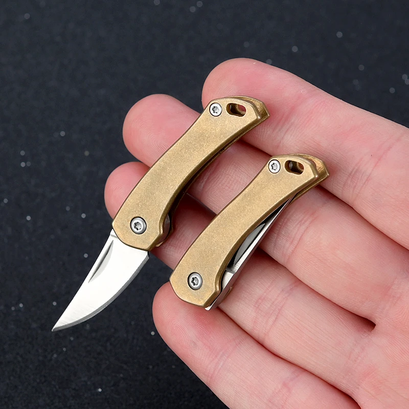 黄铜犀牛小刀迷你折刀锋利防身工具随身钥匙扣开箱拆快递小刀