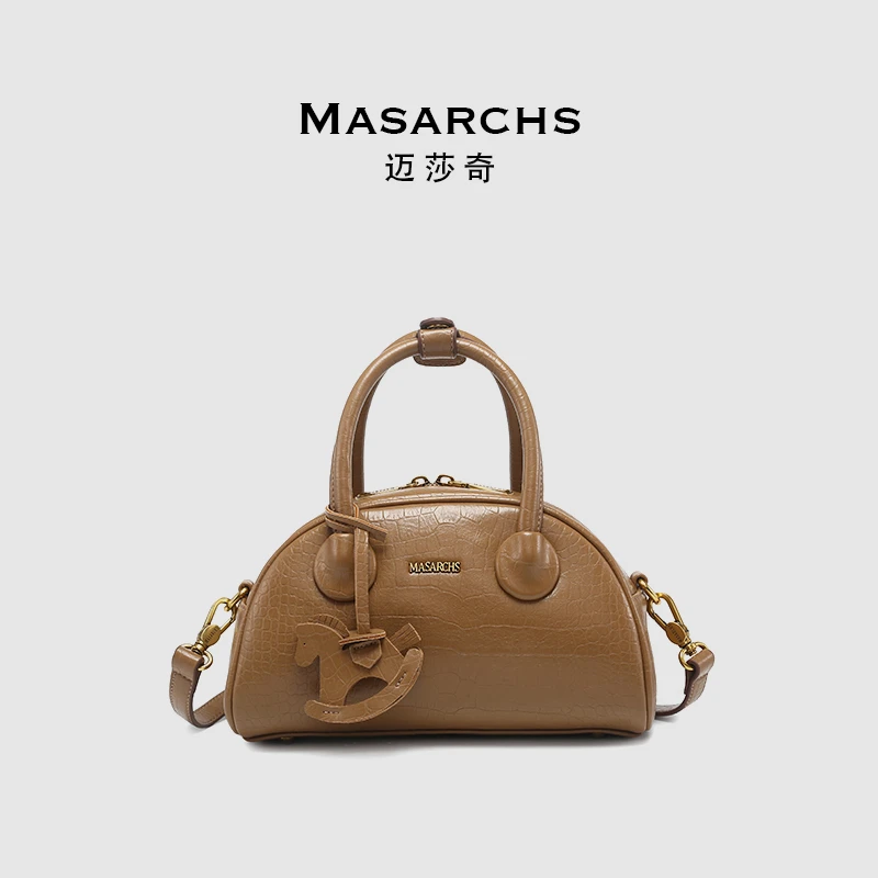 Masarchs/迈莎奇2024新款气质单肩包 MS9028巧克力棕
