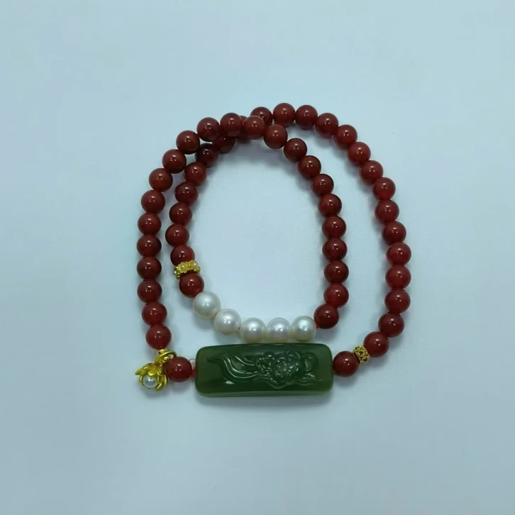南红珍珠+和田手牌两圈 B5475 多样性发货一件发货 气质时尚百搭