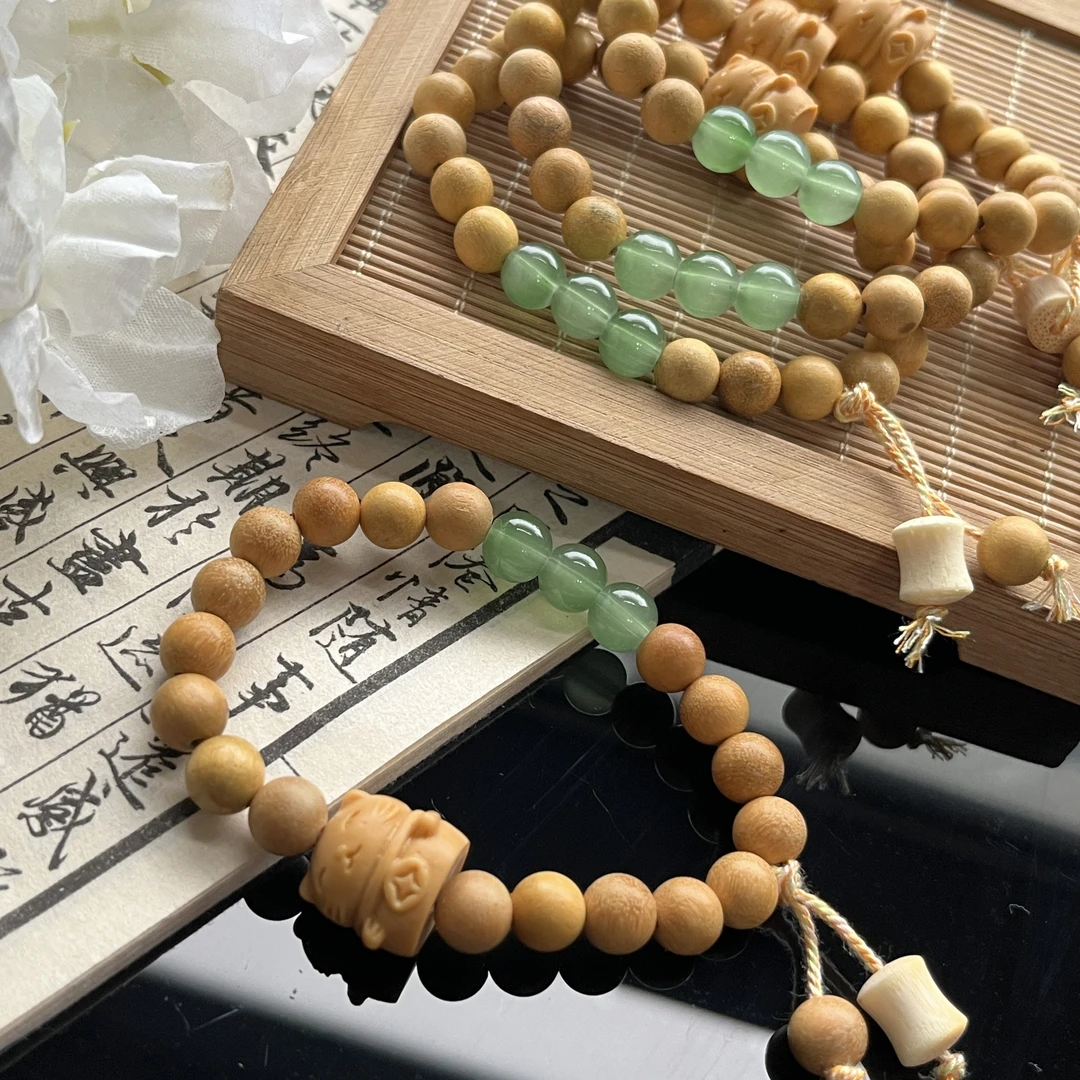 非金属木质手链 药檀琉璃招财猫手串设计款DIY珠串多样性发1件