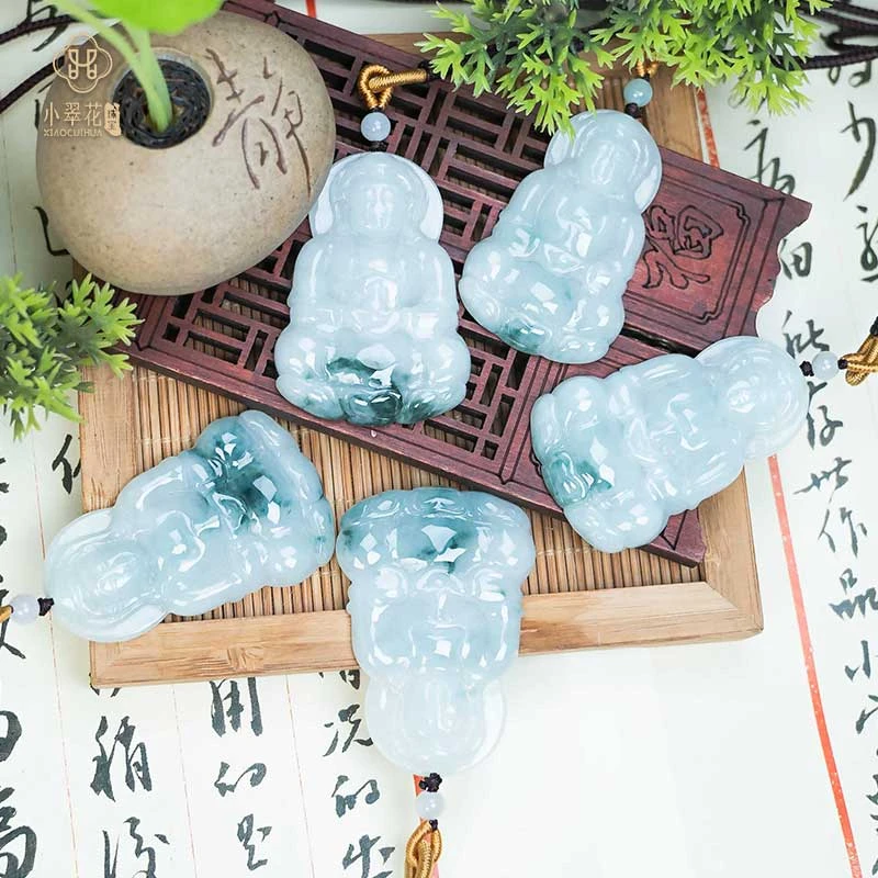 【李佳臻选】天然翡翠飘花观音玉吊坠时尚挂坠雕刻挂件多样性发一个