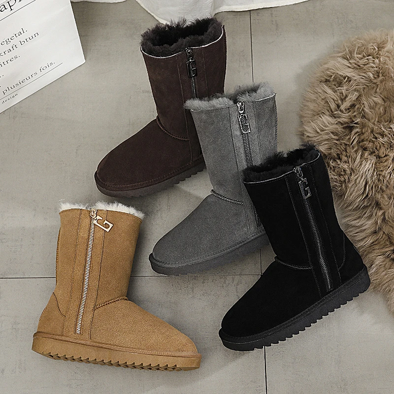 雪地靴男冬季男女款加绒保暖皮毛一体真皮雪地棉女棉靴子面包鞋子