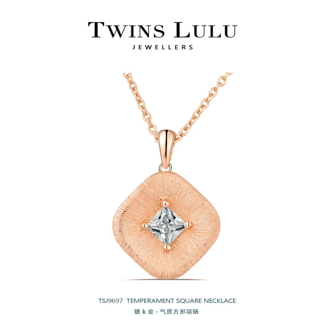 铜合金项链 【官方正品】】时尚手工直纹拉丝方形项链TSJ9697