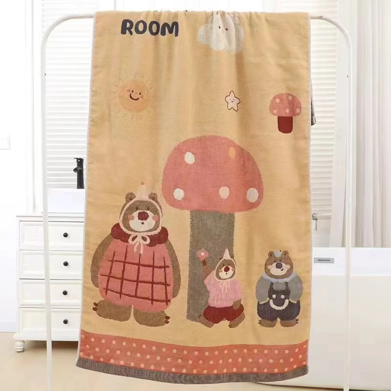 【麦织专属】熊伙伴80*160cm多层纱布浴巾