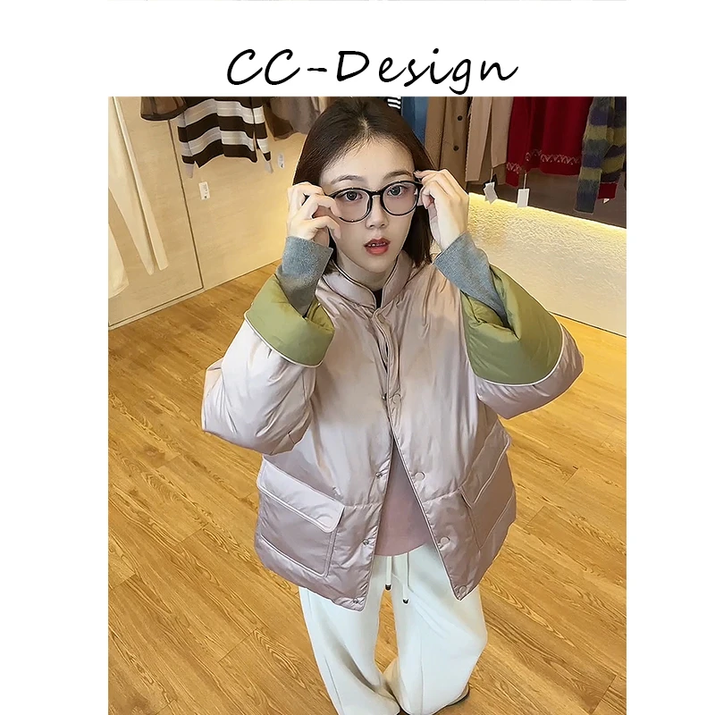 CAICAI-【双面穿】90安心白鸭绒时尚休闲复古加厚羽绒外套女038132