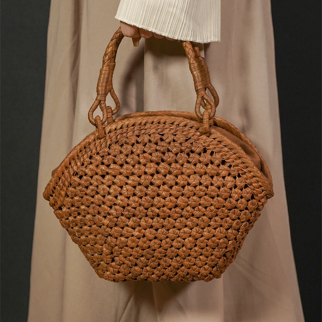 【藤职人非遗藤包】5厘六角花大贝壳.野生葡萄藤包·纯手工编织包