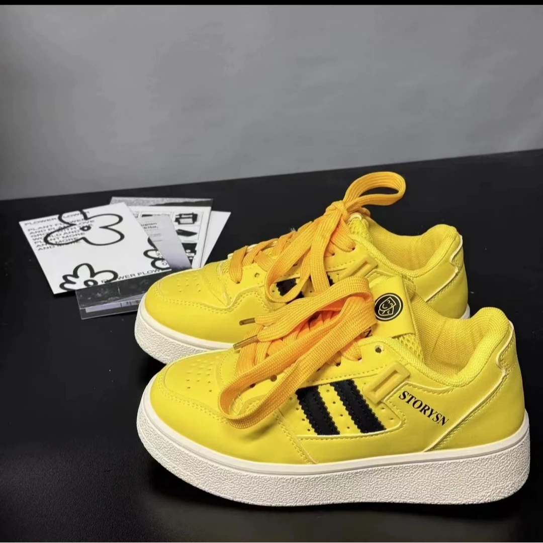 新港风面包鞋设计感多巴胺2024夏季小白鞋透气百搭休闲 w-2