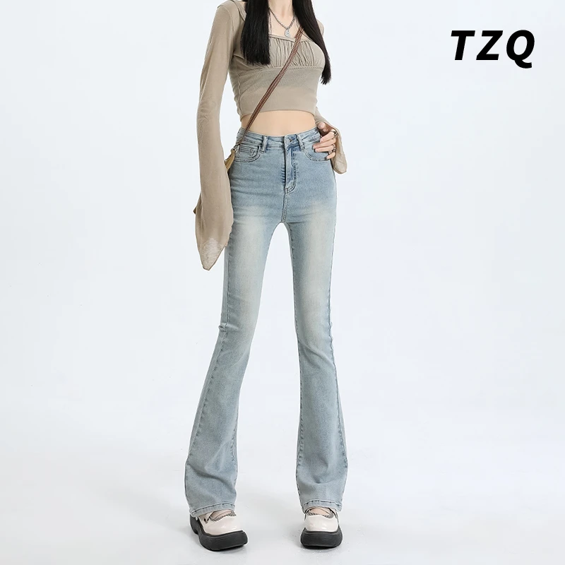 0103【金拐子专属】浅色美式微喇牛仔裤女202款高腰显瘦复古喇叭裤