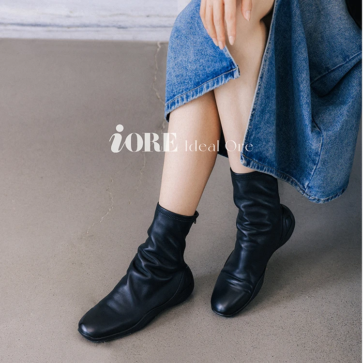 IORE理想矿石设计师原创 休闲平底低跟倒靴短靴